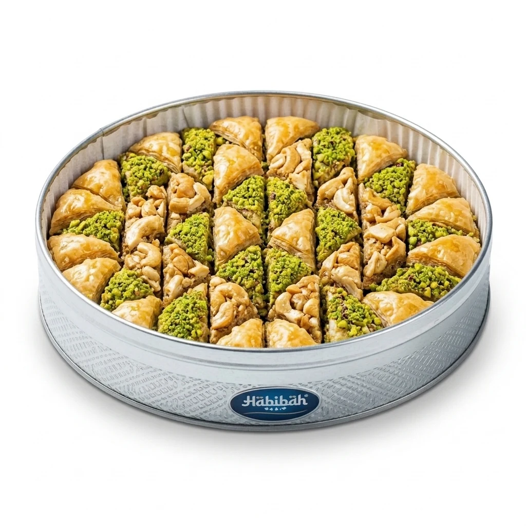Habibah Sweets Authentic Cashew Baklava with Pistachio - Angle1 Hero | Cashew Baklava with Pistachio حلويات حبيبة عمان 1947